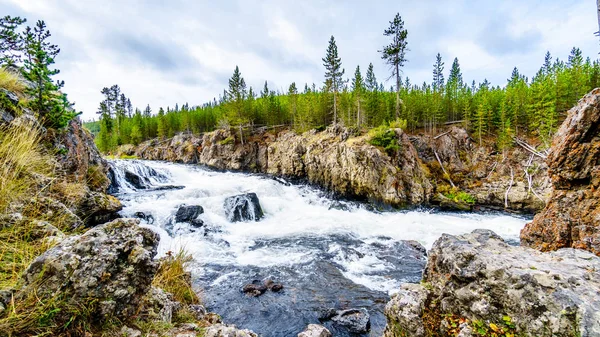 Cascades Firehole River Firehole Canyon Road Yellowstone National Park Wyoming — Foto Stock