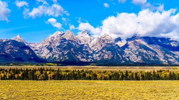 Nubes Que Cubren Los Picos Los Grandes Tetones Parque Nacional —  Fotos de Stock