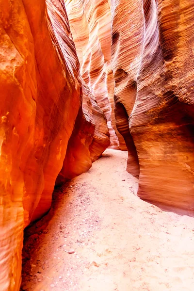 Paredes Curvas Lisas Arenito Vermelho Causadas Pela Erosão Água Mountain — Fotografia de Stock