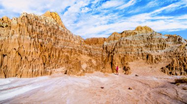 Nevada Çölü 'ndeki Katedral Korusu Eyalet Parkı' ndaki yumuşak volkanik Bentonit Clay 'in erozyonundan kaynaklanan Slot Kanyonları ve Hoodoos' un dramatik ve benzersiz desenleri.