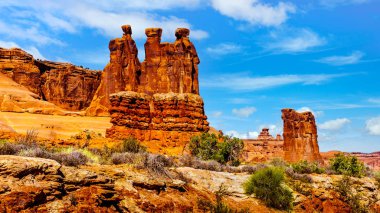 The Three Gossips, a Sandstone Rock Formation in Arches National Park near Moab, Utah, United States clipart
