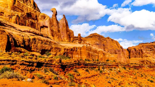 Sandstone Hoodoos Pinnacles Rock Fins Park Avenue Valley Arches National — Stock Photo, Image