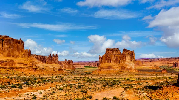 Organ Three Gossips Other Sandstone Rock Formations Arches Scenic Drive — стокове фото