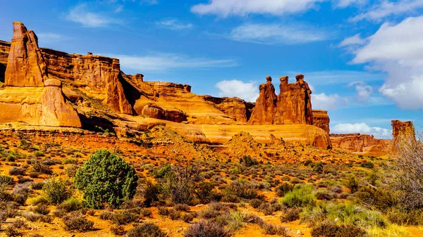 Three Gossips Other Sandstone Rock Formations Arches National Park Moab — Stock Photo, Image