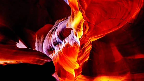 Looking Smooth Curved Red Navajo Sandstone Walls Upper Antelope Canyon — Stock Photo, Image