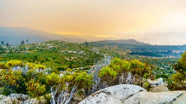 Smoke Covering Sierra Nevada Mountains Merced River Valley Due 2019 — Stock Photo, Image