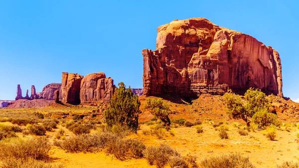 Massive Red Sandstone Formations Monument Valley Navajo Tribal Park Border — Stock Photo, Image
