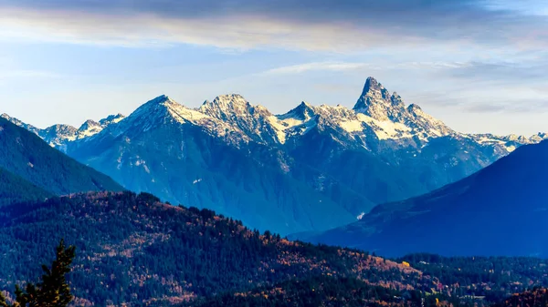 Sunset Peaks Macfarlane Crossover Slesse Mountains Cascade Mountain Range Viewed — Stock Photo, Image