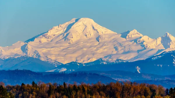 Sunset Mount Baker Dormant Volcano Washington State Viewed Glen Valley — Stock Photo, Image