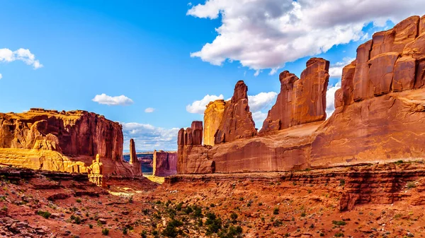 Sandstone Hoodoos Pinnacles Rock Fins Park Avenue Valley Arches National — Stock Photo, Image