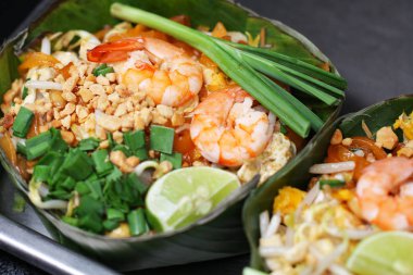 Thailand's national dishes, stir-fried rice noodles (Pad Thai) clipart