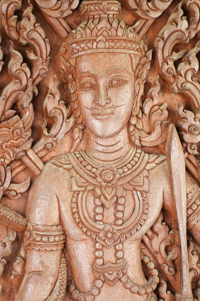 Thai wooden craft male angel statue