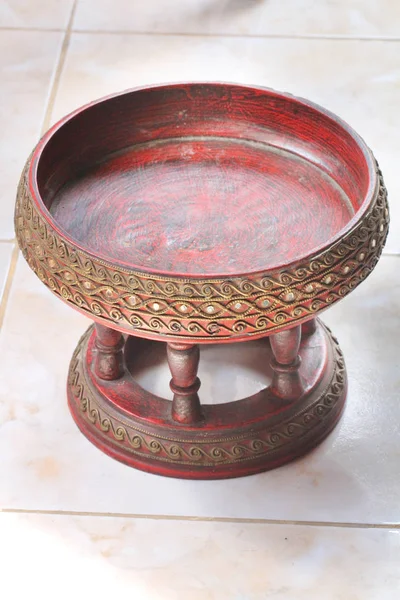 Ancient art traditional northern thai (Chiang mai) food tray called Khantok — Stock Photo, Image