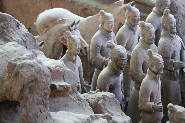 Sten armén soldater staty, Terrakottaarmén i Xian, Kina — Stockfoto
