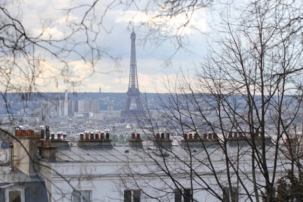 Háttérben a városi tájkép, téli, paris, Franciaország — Stock Fotó