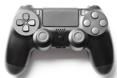 Dualshock 4 radyo murakıp için Playstation 4, beyaz arka plan üzerinde izole video oyun denetleyicisi analog, popüler el ile oyun çubuğu, 