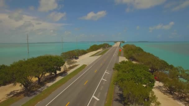 Luchtfoto Route Prachtige Oceaan Islamorada Island Florida — Stockvideo