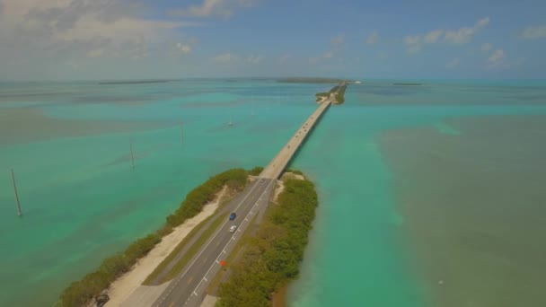 Powietrza Route Piękny Ocean Wyspa Islamorada Florydzie — Wideo stockowe