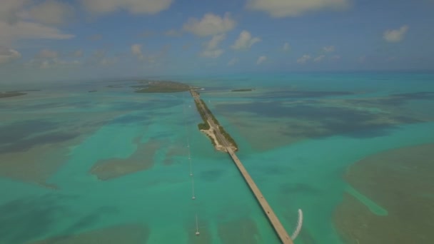 Antenne Route Und Wunderschöner Ozean Islamorada Island Florida — Stockvideo