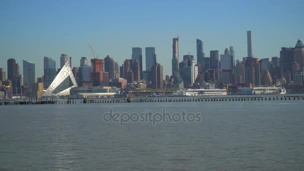 Lapso Tiempo Vista Manhattan Desde Hoboken Hudson River Nueva York — Vídeo de stock