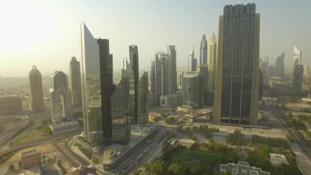 Antenn Skyskrapor Finansiella Distriktet Dubai City — Stockvideo