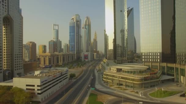 Antenn Skyskrapor Finansiella Distriktet Dubai City — Stockvideo