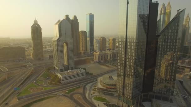 Антена Хмарочоси Місто Фінансового Району Дубая — стокове відео