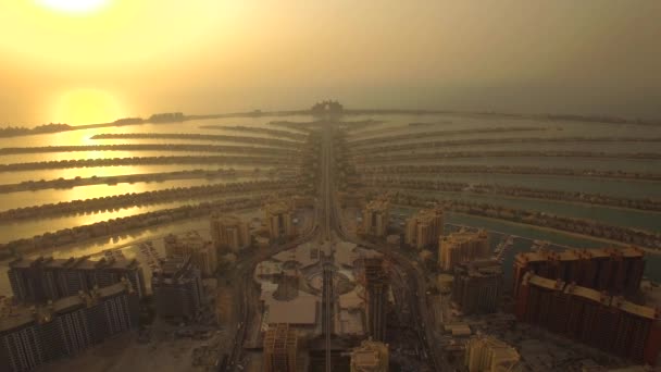 Antény Ostrov Palm Jumeirah Dubaji Obchodní Luxusní Domy Byty Spojené — Stock video