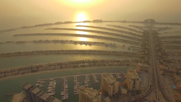 Luchtfoto Jumeirah Palm Island Dubai Zakelijke Luxe Huizen Appartementen Verenigde — Stockvideo