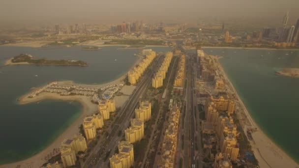 Aéreo Jumeirah Palm Island Dubai Apartamentos Casas Luxo Negócios Emirados — Vídeo de Stock
