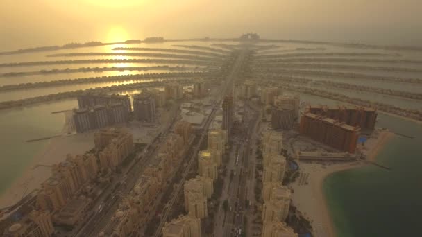 Luchtfoto Jumeirah Palm Island Dubai Zakelijke Luxe Huizen Appartementen Verenigde — Stockvideo