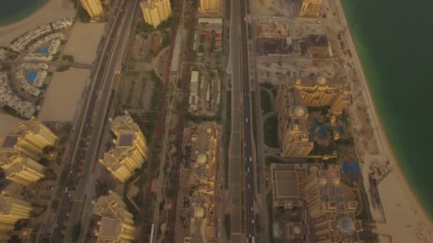 Aerial Jumeirah Palm Island Dubai Business Luxury Homes Apartments United — Stock Video