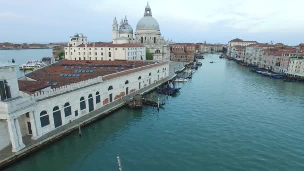 Hava Santa Maria Della Salute Kilisesi Grand Kanalı Ile Venedik — Stok video