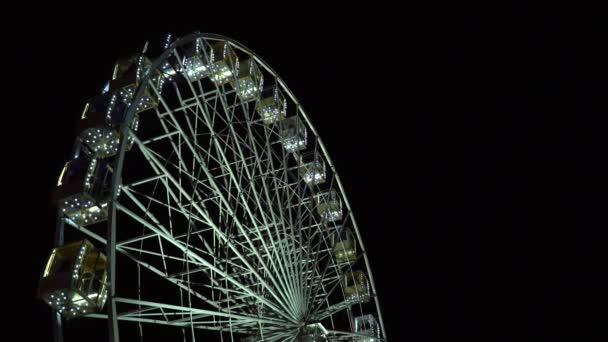 Colpo Notturno Della Grande Ruota Del Traghetto Illuminata Kiev Ucraina — Video Stock