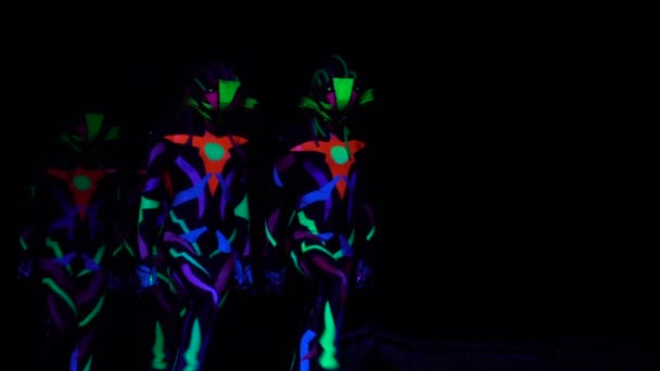 Show Ballet Chicas Con Máscara Actuando Escenario — Vídeo de stock