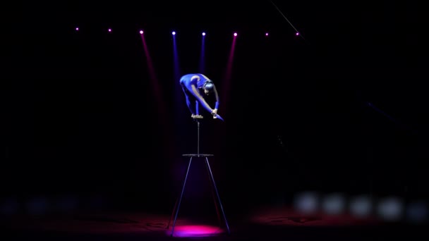 Flexible Belle Gymnaste Mince Artiste Performant Sur Scène — Video