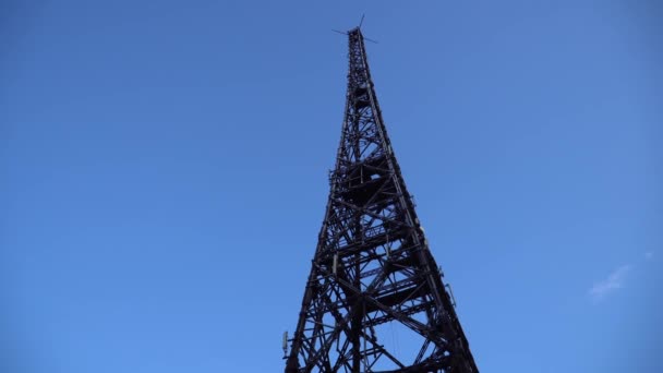 Gimbal Shot Gliwice Radio Tower Tallest Wooden Structure Europe Poland — ストック動画