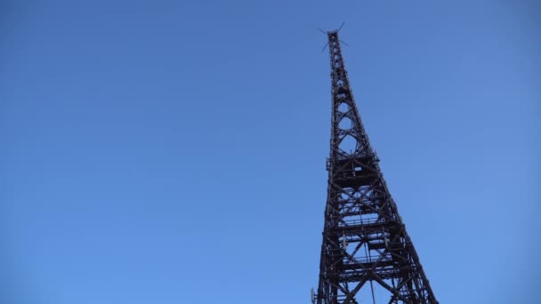 Tiro Gimbal Torre Rádio Gliwice Estrutura Madeira Mais Alta Europa — Vídeo de Stock