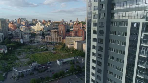 Modern Konut Kompleksinin Havadan Görünüşü Kyiv Şehir Manzarası Ukrayna — Stok video