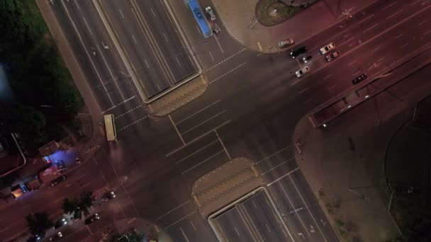 Aerial View Traffic City Roads Kyiv Ukraine — Stock Video