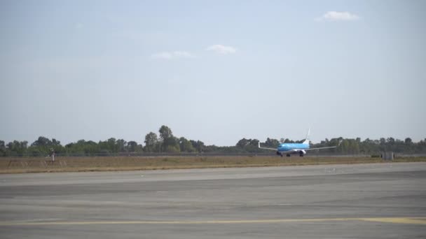 Avião Decola Pista Aeroporto Internacional Boryspil Kyiv Ucrânia Setembro 2019 — Vídeo de Stock