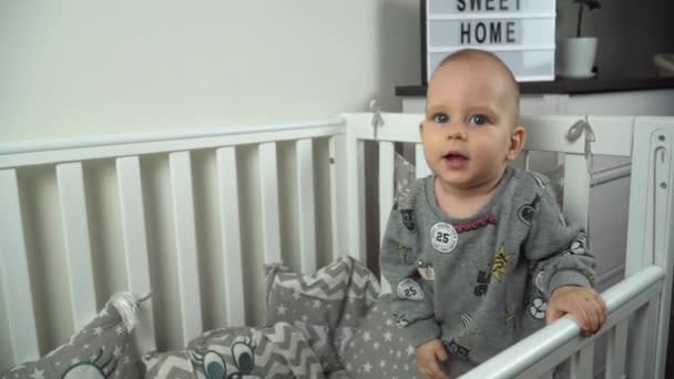 Month Baby Boy Childbed Dolly Shot — Stock Video