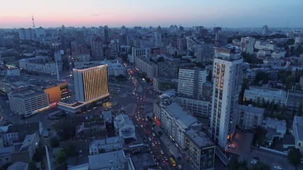 Ukrayna Şehir Merkezi Kyiv Hava Görüntüleri Gün Batımı — Stok video