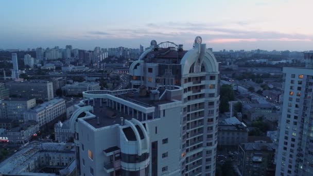 Aerial Footage Kyiv City Center Ukraine Sunset — 비디오