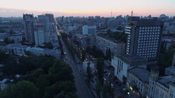 Imagens Aéreas Centro Cidade Kiev Ucrânia Pôr Sol — Vídeo de Stock