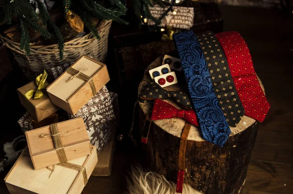 Set of men accessories with present box — Stock Photo, Image