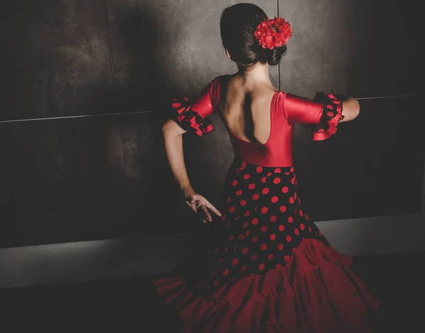 Giovane ballerina di flamenco ispanico mentre balla — Foto Stock