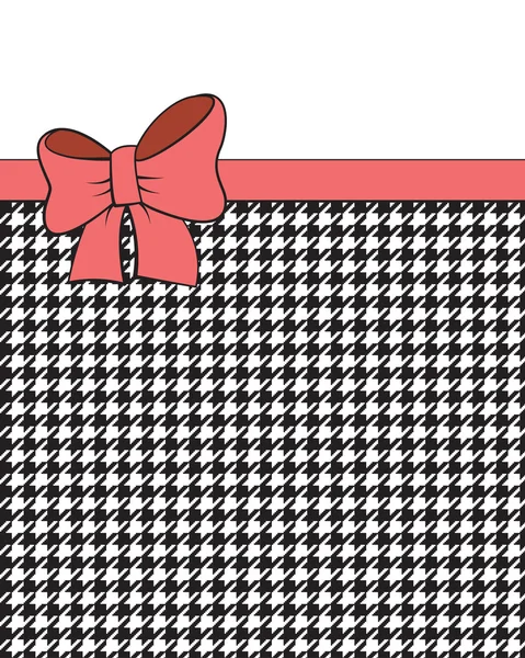 Cinta rosa sobre fondo geométrico blanco y negro, patrón houndstooth . — Vector de stock