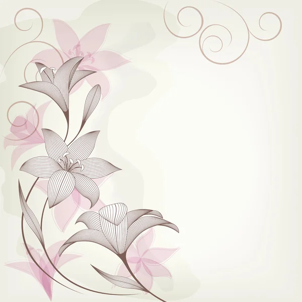 Card  with abstract lily flowers. — Stock Vector