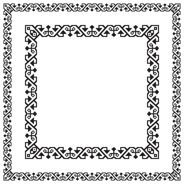 Marcos cuadrados negros, formas geométricas. Patrón popular estilizado . — Vector de stock